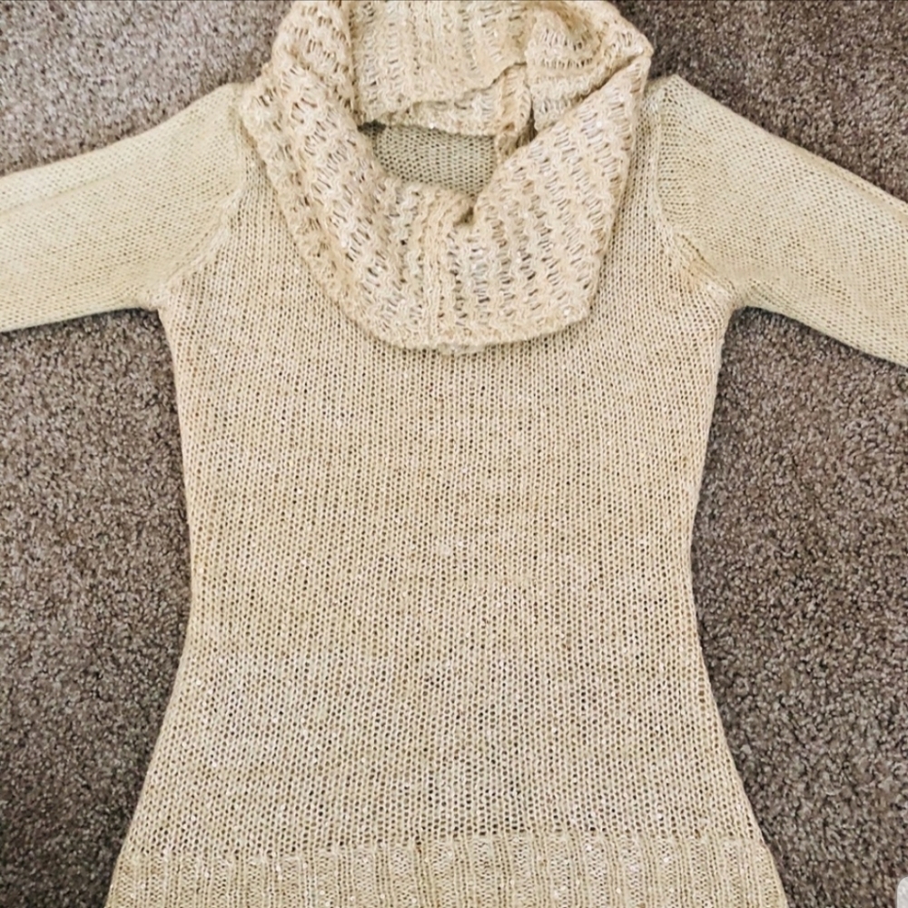 Gold sweater with gold sequences